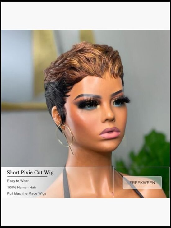 Pixie Cut Wig Short Layered Haircut Human Hair Glueless Full Machine Made with main image 5